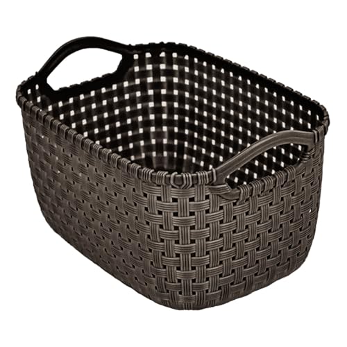 Poo4kark Gewebte Aufbewahrungsbox für stilvolle Ordnung in Wohnbereich Schlafzimmer (Brown, 21X14X11CM) von Poo4kark