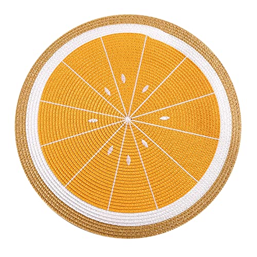 Poo4kark Gewebtes rundes westliches Tischset Wärmedämmungsmatte Tischset Umweltfreundliche Tellermatte Schüssel Europäischer Stil Japanische Wassermelone Platzset 12 Personen (B, One Size) von Poo4kark
