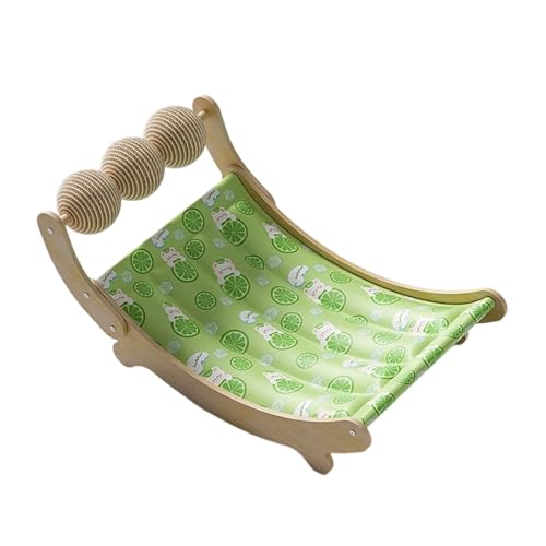 Poo4kark Haustierbett für Katzen Hunde, Sommer-Holzkatze mit Eispad, zum Aufhängen im Innen- Außenbereich, Haustierliege, Wiege, Schlafmatte, 1 ml (Green, 54x32x20cm) von Poo4kark