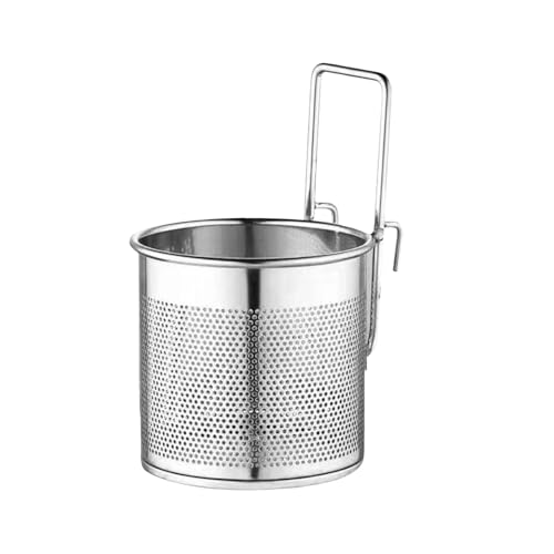 Poo4kark Home Hot Pot Mesh Net Edelstahl Mesh Hängesieb für Küchenpartys Picknicks Kleiner Frittiertopf mit Mini-Fritteuse Suppentopf mit Deckel für 1 2 Personen (Silver, 10x10x16cm) von Poo4kark