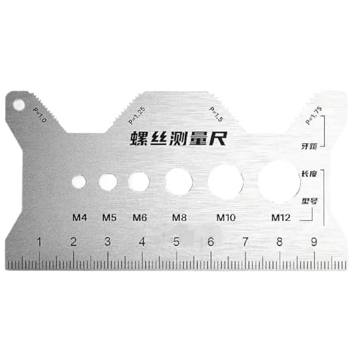 Poo4kark Home Sizer Edelstahl Sizer Doppel Multifunktionale Schraube Gauge Für Schmuck Elektronik Fertigung Holzbearbeitung Uhr Shop (Silver, 10X5cm) von Poo4kark