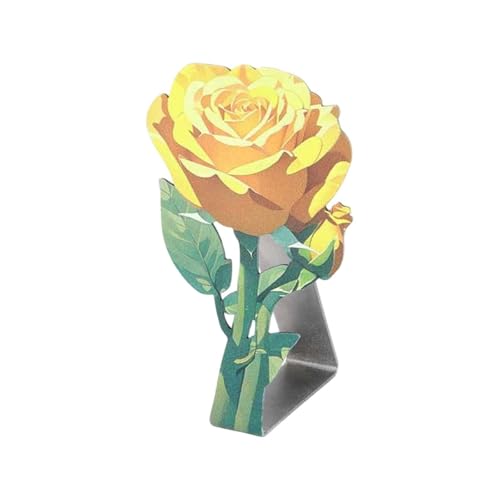 Poo4kark Home Tischdeckenklammern Edelstahl mit Rosen-Design, strapazierfähig, winddicht, für Küche, Innenbereich, Camping, Picknick, Hochzeit (Yellow, 8cm) von Poo4kark