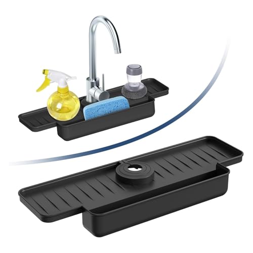 Poo4kark Kitchen Hapivida Spritzschutz für Küchenwasserhahn, Wasserhahn-Spritzschutz, Abtropfgestell, Silikon-Wasserhahnmatte, Spritzfänger für Küchen- Badezimmerwaschbecken (B, One Size) von Poo4kark