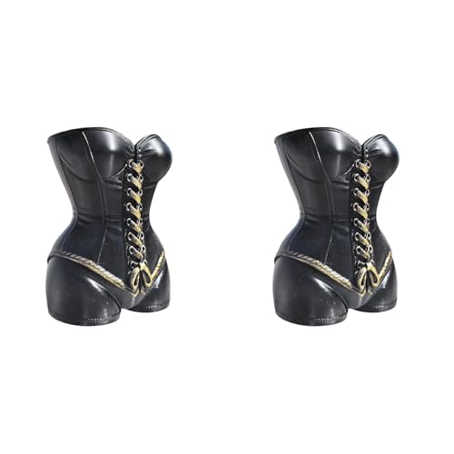 Poo4kark Neuheit 3D Korsett Bouquet Stil Blumentöpfe Stilvolle Fleischpflanzenvase für böhmische Innendekoration, für einzigartige Ideen zu Hause oder im Freien (Schwarz x2, 16x12x8CM) von Poo4kark