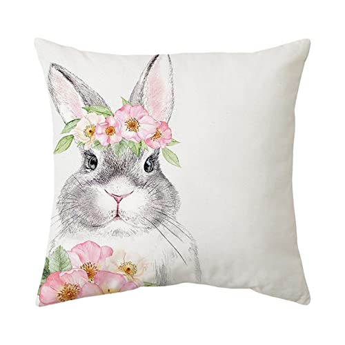 Poo4kark Osterhasen-Kissenbezug, niedlicher Hase, Osterdekoration, Leinen, Kissenbezug, Kissenbezug, Spring Home, Schlafsofa, Dekoration Kissen Wintermotiv (H, One Size) von Poo4kark