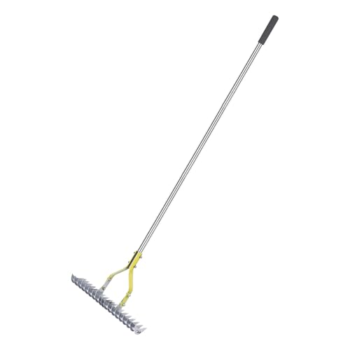 Poo4kark Rasentrimmer Breiter Vertikutierer Rechen Zum Reinigen Von Abgestorbenem Lockern Von Erde Mit Langem Gebogenen Zinken Effizienter Manueller Vertikutierer Aluminium Zum (Yellow, 42x17x13cm) von Poo4kark