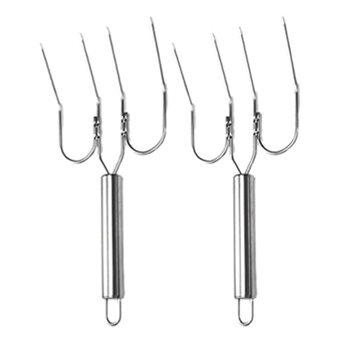 Truthahnheber Gabeln Puten- & Bratengabeln Heber Vierzinkige Fleischgabeln Edelstahl Tranchiergabel Grillgabel Metall Serviergabeln Grillen Heben Kochen Küche (2er Set) von Poo4kark