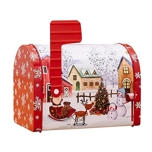 Weihnachtsdekorationsartikel, Weihnachtsmann-Briefkasten: Metall-Geschenkbox, Süßigkeitenbehälter, Geschenkhalter und Ornament Organizer Büro (D, One Size) von Poo4kark