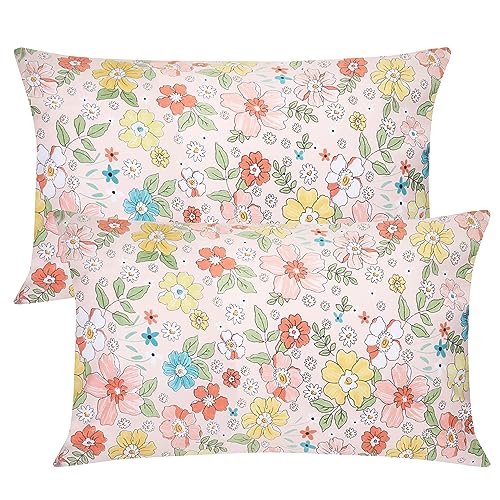 2er-Set Kissenbezug 40 x 80 cm 100% Baumwolle Kissenbezüge Für Kissen Umschlagverschluss - Kissenhülle kuschelig Blumen Stil - Schön weich Kopfkissenbezug von Poocen