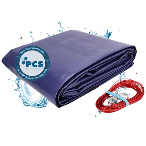 Winter Poolabdeckung rund mit Randverstärkung | Winterabdeckplane für Pool mit Materialstärke 300g/m² | Poolabdeckplane für Überwinterung | Poolplane Winterfest für Becken mit Durchmesser: 4,60m von Pool Chlor Shop