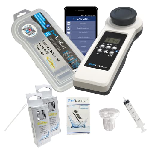 MediMuc Special Edition: 13 in 1 PoolLAB® Version 1.0 elektronischer Wassertester mit 70 Testtabletten und EXTRA Refill Pack von PoolLab 1.0