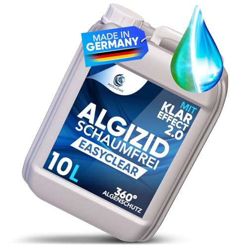 PoolLöwe® Algizid für Pool mit Klareffekt 2.0 und [360° Algenschutz] | Algenvernichter Pool flüssig 10L | Maximaler Algenschutz für Schwimmbad & Whirlpool | Algenfrei Algenmittel Algezid Poolklar von PoolLöwe