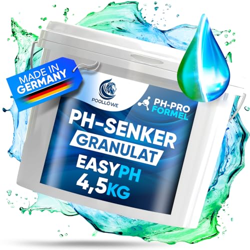 PoolLöwe® pH Minus Granulat mit [ph-Pro Formel] 4,5kg I pH Senker Pool extra Sicher & Effizient dank pH-Wert Stabilisator I pH Wert Senker für Pool & Whirlpool | Pool pH Minus Granulat pH- Regulierung von PoolLöwe