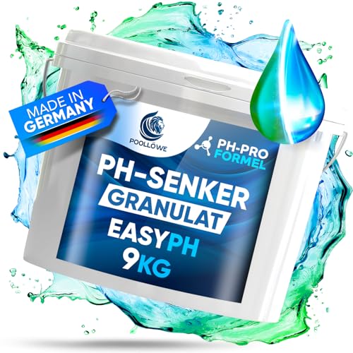 PoolLöwe PH Minus granulat mit [ph-Pro Formel] 9KG I Extra Sicher & effizient Dank PH-Wert Stabilisator I Ph Wert senker PH Senker Pool granulat Whirlpool PH Minus Pool PH-Wert Pool ph Minus senken von PoolLöwe