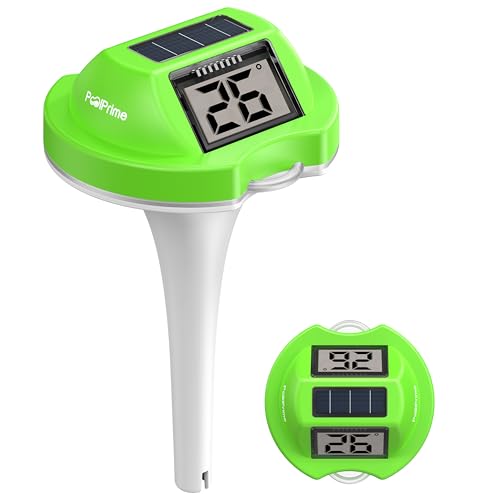 PoolPrime Pool Thermometer mit Doppelbildschirm, leicht ablesbar, Poolthermometer Schwimmend mit digitaler Anzeige, IPX7 wasserdicht für Hot Tubs, Cold Tubs und Schwimmbäder.（Green） von PoolPrime