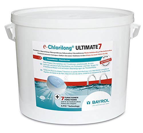 BAYROL e-Chlorilong ULTIMATE7 10,2 kg - Zwei Phasen Chlortabletten für Pool mit 7 Funktionen - Optimale Desinfektion von Poolwasser & Filter - Chlor Pool Multitabs von Bayrol