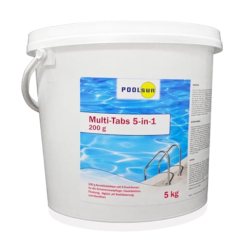 PoolSun Multitabs 5 in 1 Chlor 200g - 5 kg Kombitabletten mit 5 Funktionen von PoolSun