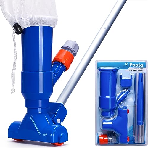 Poola Poolsauger – Poolsauger bodensauger – Poolreiniger inklusive 5-teiligem Aluminiumstiel (140cm) – Pool Reinigung (Blau) von Poola