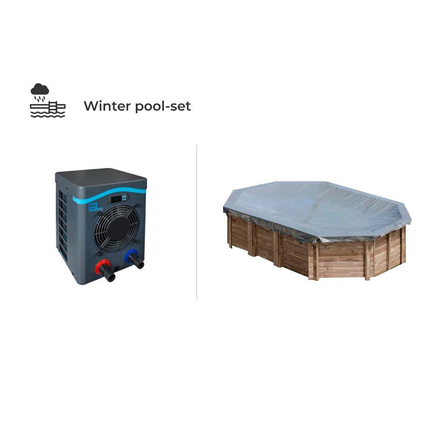 Poolcrew Winter-Pool-Set Bahamas Wärmepumpe mit Abdeckplane von Poolcrew