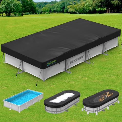 Poolergetic Rechteckige Poolabdeckung, 45,7 x 10,2 m von Poolergetic