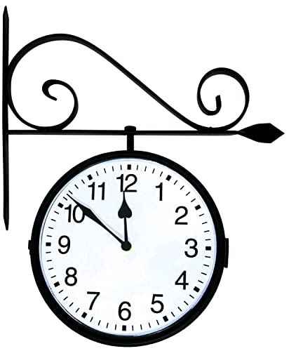 Poolmaster 52608 Doppelseitige hängende Uhr für den Innen- oder Außenbereich, Schwarz, Größe M von Poolmaster