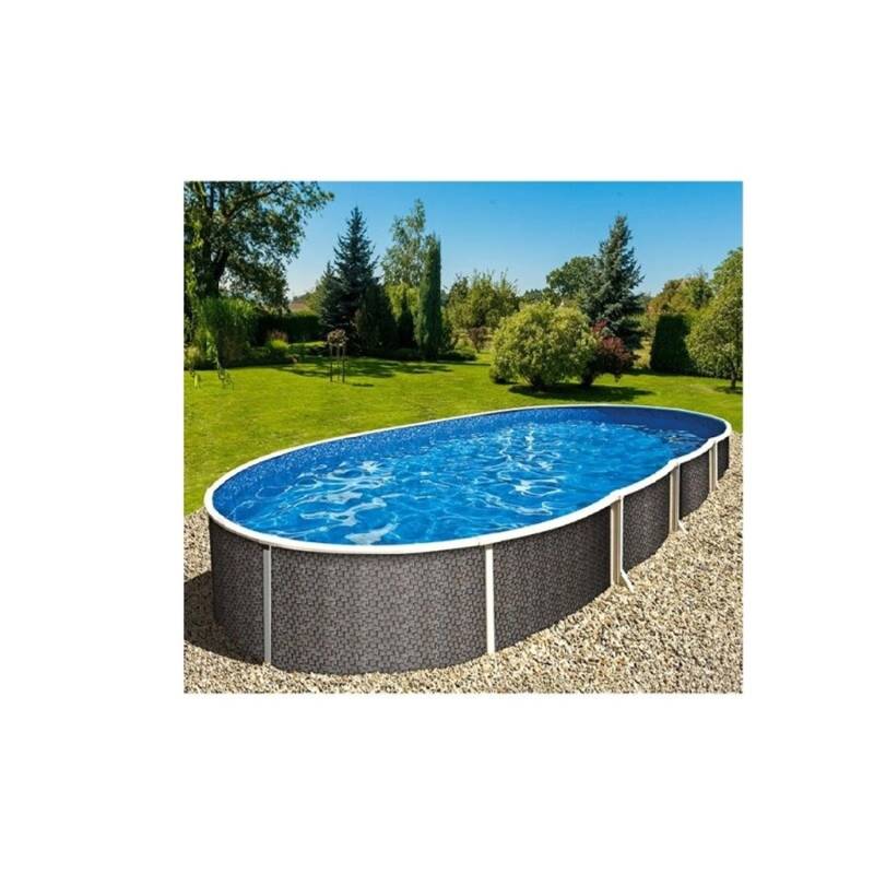 Poolomio Aufstellpool Stahlwand Rattan Design Oval 550 x 370 x 120 cm von Poolomio