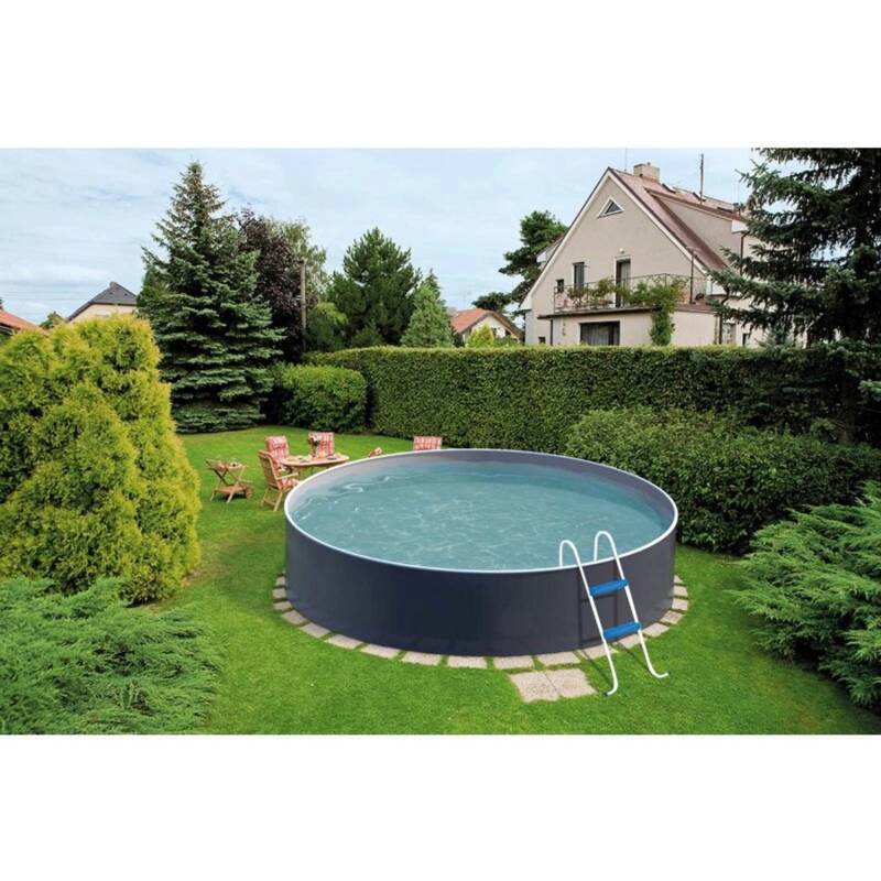 Poolomio Aufstellpool Stahlwand Rund 4,6 x 1,2m Graphite von Poolomio