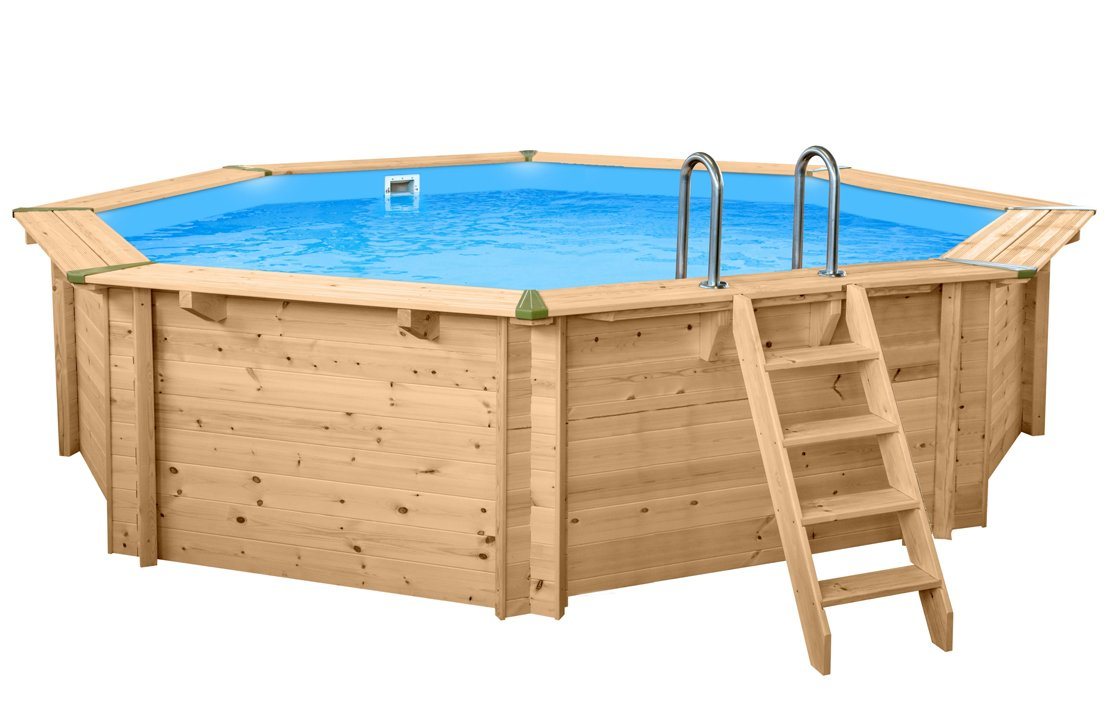 Poolomio Pool Bali Holzpool rund 6,55 x 1,36 m, inklusive Zubehör (Set) von Poolomio