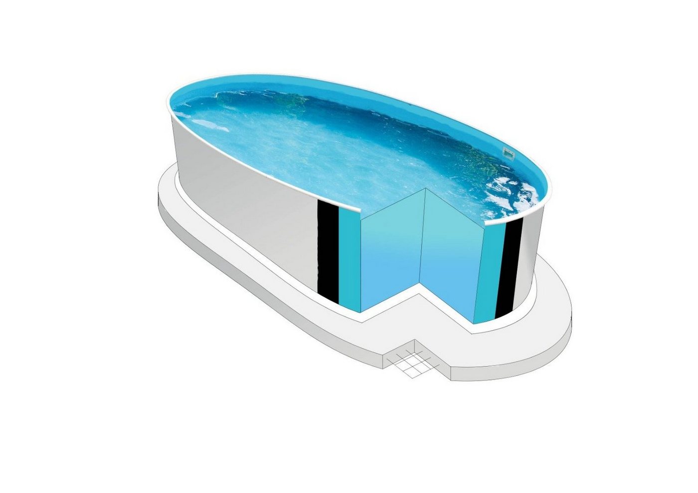 Poolomio Pool Stahlwandpool Oval Ibiza 416 x 1000 x 150 cm Blau (Set) von Poolomio