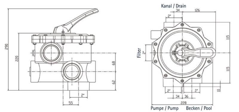 Poolomio Whirlpoolmatte 2" Ventil mit Verrohrung Farbe: schwarz für MIDA.Carbon 500 und 600 von Poolomio