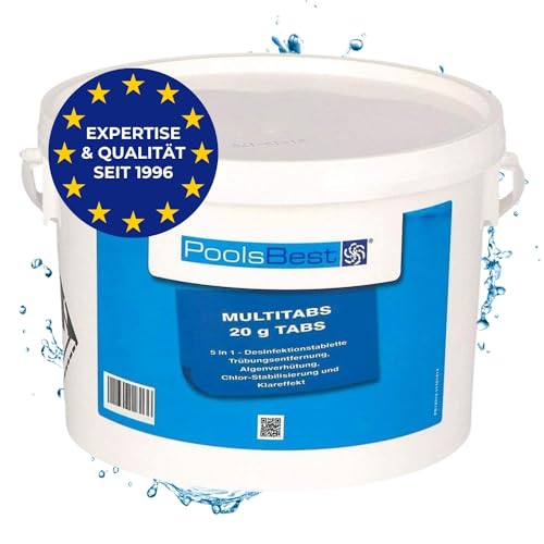 PoolsBest 3kg Chlor Mini Multitabs 5 in 1 I 20g Mini Chlortabletten für Pool/Whirlpool/Aufstellpool & Planschbecken I All in One Poolpflege Tabs I Reinigungstablette für Pools bis 20m³ PoolsBest 3kg Chlor Mini Multitabs 5 in 1 I 20g Mini Chlortabletten für Pool/Whirlpool/Aufstellpool & Planschbecken I All in One Poolpflege Tabs I Reinigungstablette für Pools bis 20m³ von PoolsBest