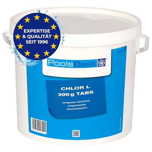 PoolsBest 5kg Chlor L 200g I langsamlösliche Chlortabletten für Pool I hochwertige Poolpflege Chlortabs I Langzeit Tabs mit 92% Aktivchlor I Pool-Chlor-Tabletten zur Desinfektion PoolsBest 5kg Chlor L 200g I langsamlösliche Chlortabletten für Pool I hochwertige Poolpflege Chlortabs I Langzeit Tabs mit 92% Aktivchlor I Pool-Chlor-Tabletten zur Desinfektion von PoolsBest
