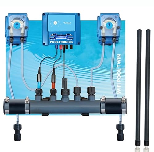 POOLTRONICS CHLOOR WIFI - Automatische Wasseraufbereitung mit Chlor und Ph Dosiersystem für Whirlpool und Pool tem 150m3 - MIT WIFI (Flow & Levelsschalter) von Pooltronics