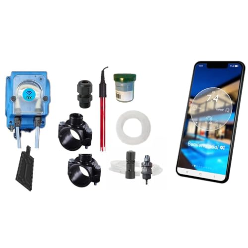 Pooltronics WiFi-gestuurde Automatische waterbehandeling en dosering Van chloor en/of ph voor Zwembad en spa – met Peristaltische Pomp, Sonde en Injector (Chlore-Kontrolle) von Pooltronics