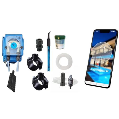 Pooltronics WiFi-gestuurde Automatische waterbehandeling en dosering Van chloor en/of ph voor Zwembad en spa – met Peristaltische Pomp, Sonde en Injector (pH-Kontrolle) von Pooltronics