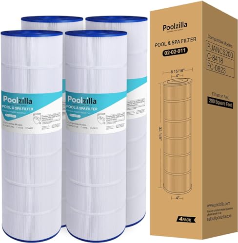 Poolzilla 4 x Poolfilterkartuschen Ersatz für Jandy CS200, PJANCS200, R0462400, Unicel C-8418, Filbur FC-0823, Aladdin 35002, 200 | Pool-Filterung in Premium Qualität von Poolzilla