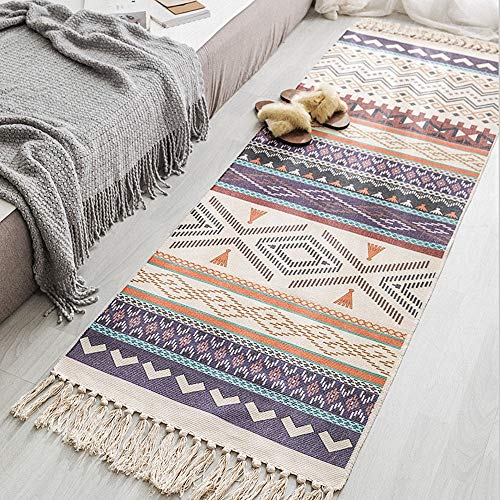 Poowe Baumwollteppich mit Quasten, marokkanischer Überwurf, Chindic Flickenteppich, Läufer | Farbige Form, dekorative Teppiche | für Eingangsbereich, Innenbereich, Badezimmer, Waschküche, 60 x 150 cm Poowe Baumwollteppich mit Quasten, marokkanischer Überwurf, Chindic Flickenteppich, Läufer | Farbige Form, dekorative Teppiche | für Eingangsbereich, Innenbereich, Badezimmer, Waschküche, 60 x 150 cm von Poowe
