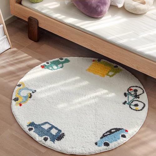 Poowe Runder Kinder-Spielteppich, 0,8 m, weiche Kunstwolle, Kinderspielmatte, Kinderteppich für Schlafzimmer, Wohnzimmer, Spielzimmer Poowe Runder Kinder-Spielteppich, 0,8 m, weiche Kunstwolle, Kinderspielmatte, Kinderteppich für Schlafzimmer, Wohnzimmer, Spielzimmer von Poowe