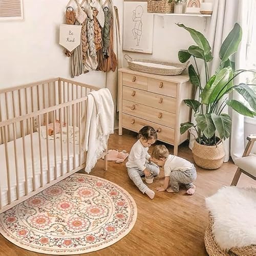 Poowe Runder Teppich für Wohnzimmer, 70 cm, waschbar, neutral, modern, abstrakt, weich, flauschig, rund, für den Innenbereich, rutschfest, für Schlafzimmer, unter dem Esstisch, Heimbüro, Dekor Poowe Runder Teppich für Wohnzimmer, 70 cm, waschbar, neutral, modern, abstrakt, weich, flauschig, rund, für den Innenbereich, rutschfest, für Schlafzimmer, unter dem Esstisch, Heimbüro, Dekor von Poowe