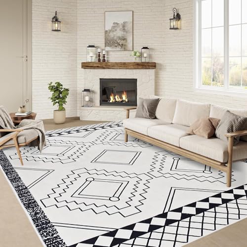 Poowe Teppich, 150 x 200 cm, cremefarben, quadratisch, waschbar, Vintage, traditioneller Bodenbezug, dünn, Retro, Küche, Innenbereich, Used-Look, rutschfest, für Wohnzimmer, Schlafzimmer, Esszimmer Poowe Teppich, 150 x 200 cm, cremefarben, quadratisch, waschbar, Vintage, traditioneller Bodenbezug, dünn, Retro, Küche, Innenbereich, Used-Look, rutschfest, für Wohnzimmer, Schlafzimmer, Esszimmer von Poowe
