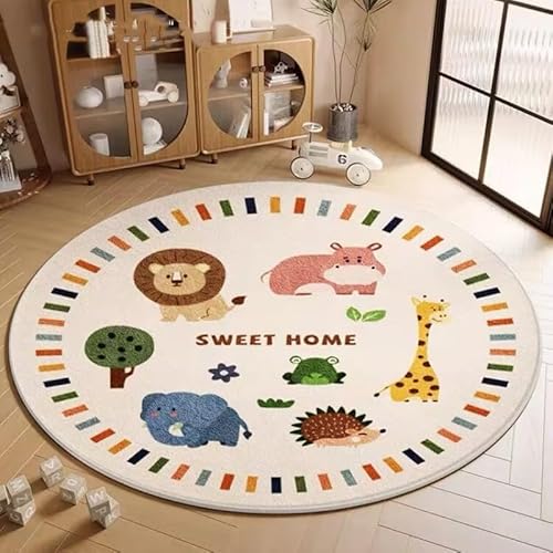 Poowe Teppich für Kinderzimmer, 80 cm, rund, waschbar, für Kinderzimmer, Krabbelmatte für Babys, Jungen, Mädchen, Boden, rutschfester Teppich für Wohnzimmer, Schlafzimmer, Spielzimmer, Klassenzimmer Poowe Teppich für Kinderzimmer, 80 cm, rund, waschbar, für Kinderzimmer, Krabbelmatte für Babys, Jungen, Mädchen, Boden, rutschfester Teppich für Wohnzimmer, Schlafzimmer, Spielzimmer, Klassenzimmer von Poowe