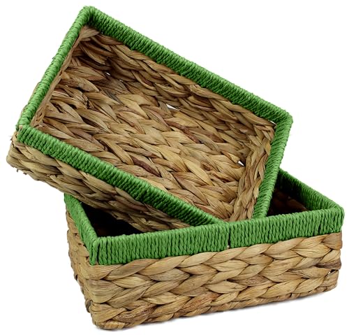 Pop-it-in-a-pelican Rechteckige kleine Körbe aus Wasserhyazinthe zur Aufbewahrung, natürliche und grüne Weidenkörbe, offene Regale, dekorative Geschenkbox, kleines Mini-Tablett fürs Badezimmer, von Pop-it-in-a-pelican