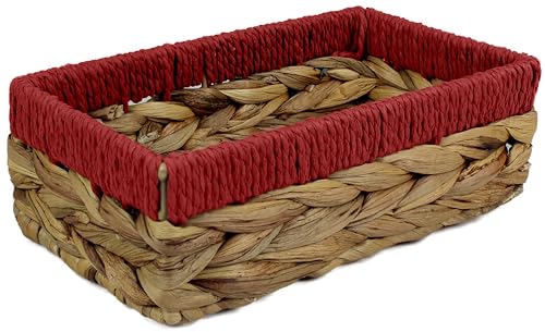 Pop-it-in-a-pelican Rechteckige kleine Körbe aus Wasserhyazinthe zur Aufbewahrung, natürliche und rote Weidenkörbe, offene Regale, dekorative Geschenkbox, kleines Mini-Tablett fürs Badezimmer, von Pop-it-in-a-pelican