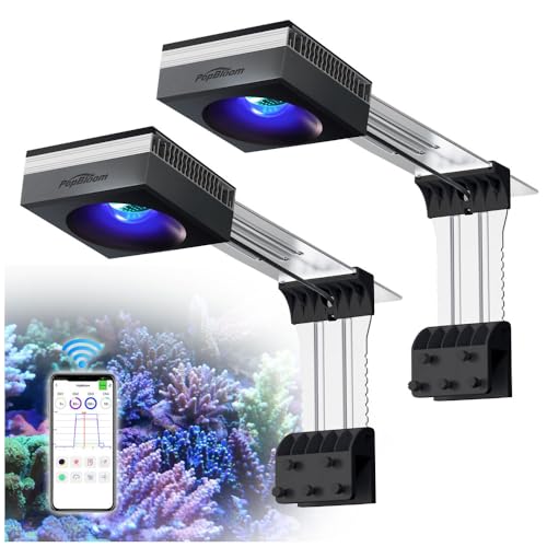 PopBloom 2 Stk. RL90 WiFi meerwasser led für aquarium beleuchtung Led vollspektrum Meerwasseraquarium Riff Lampe für 90-120cm von PopBloom