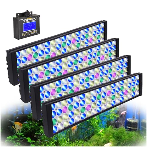 PopBloom 240W LED Beleuchtung für Süßwasser Aquarien, Vollspektrum Aquarium Led Lampe,Hohe Leistung, Sonnenaufgang Sonnenuntergang (240W (For 210-250cm)) von PopBloom