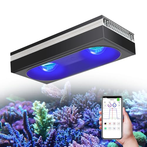 PopBloom RL180 WiFi Meerwasser LED Lampe, 180W Aquarienbeleuchtung für SPS LPS Korallen sowie Meerwasser-Aquarien 60-80CM (Mit Hängeset) von PopBloom