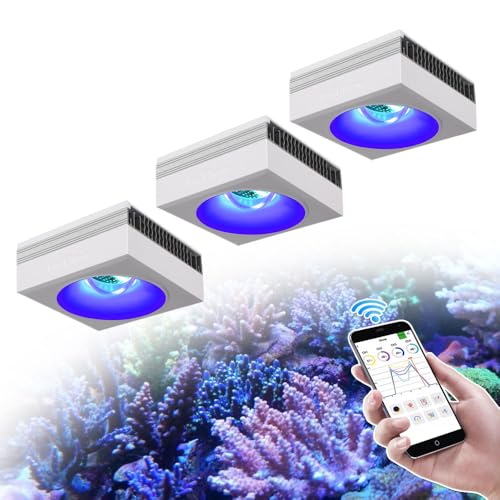 PopBloom RL90 Aquarium Beleuchtung Meerwasser Led für Aquarium Led Meerwasser Reef Lampe für 130-170cm Salzwasser Aquarium, App-Steuerung (3 RL90 WiFi mit Hängeset) von PopBloom