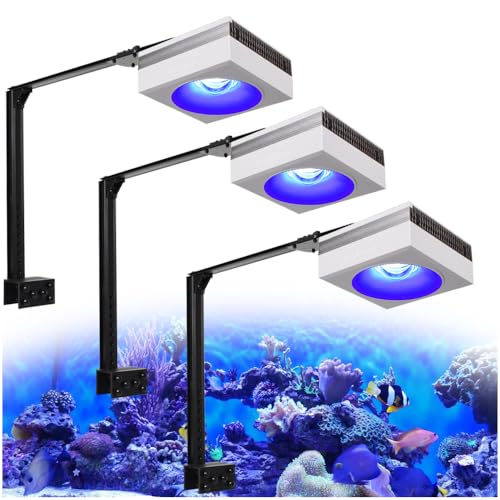 PopBloom RL90 WiFi Meerwasser LED 300W, Salzwasser LED Beleuchtung für Reef Coral Fish Wasserpflanzen Salzwasser Aquarium,APP unterstützt Deutsch (3 WiFi Lampen mit Armhalterung) von PopBloom