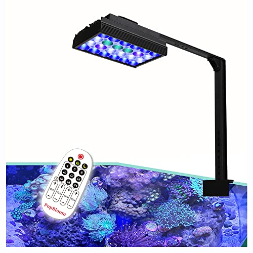 PopBloom S16Pro Reef Aquarium LED Riff Licht, dimmbare Vollspektrum Marine LED Licht für Salzwasser Korallen Fischbecken, 50x50x50cm Marine SPS LPS Riff Korallenbecken von PopBloom