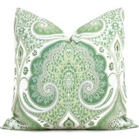 Grüner Dekorativer Laticia Paisley-Kissenbezug, 18x18, 20x20. 22x22, 24x24, 26x26 Dekokissen, Akzentkissen, Dekokissen Sham Kravet Blatt von PopOColor